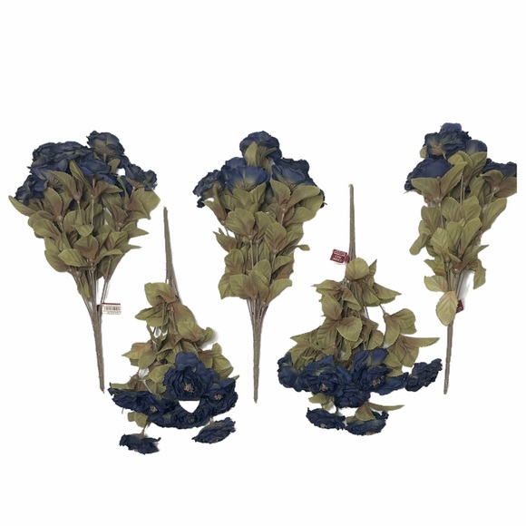 Deep Midnight Fantasy Silk Flower Bushes Set of 5 - Picture 5 of 9